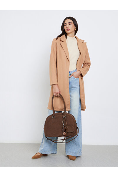 Styli Beige Regular Fit Wool Like Belted Coat