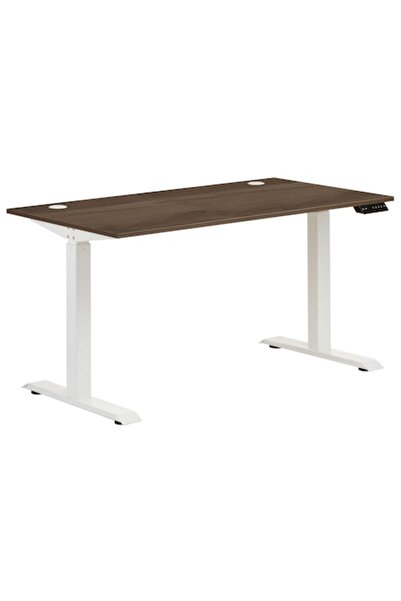 QMOBILI Birou electric reglabil pe înălțime MOTION, blat nuc închis, cadru al...