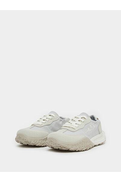 Take Two By Styli Women Printed Panel Stretch-Lace Sneakers