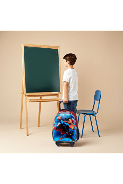Warner Bros Superman Trolley Bag for Boys 5-8 Years with Padded Shoulder Straps