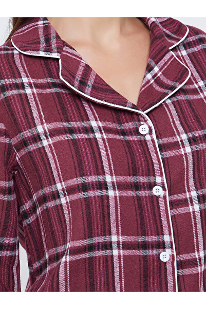 Styli Checked Piped Detail Shirt and Pyjama Set