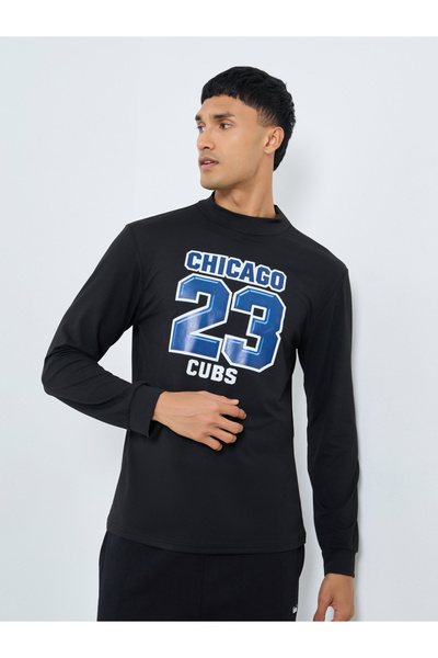 Take Two By Styli Black Chicago Cubs Graphic Slim Fit T-Shirt