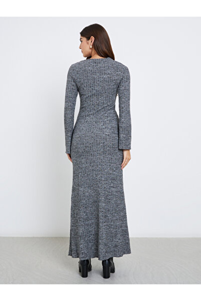 Styli Grey Brushed Knit Sweater Maxi Dress