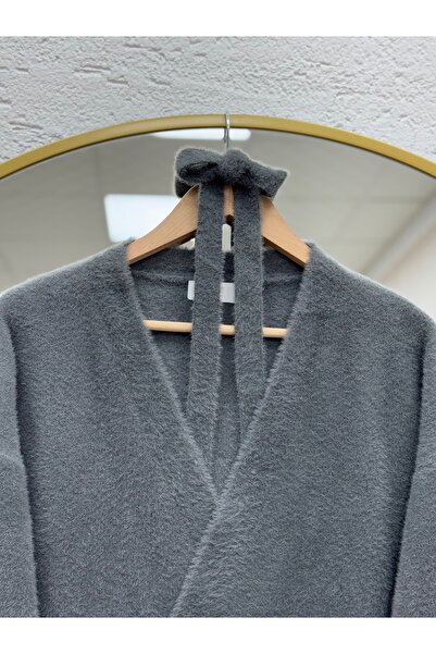 BENAHOLL Golnaz Tied Bearded Double-Breasted Cardigan-Kr5031 Anthracite