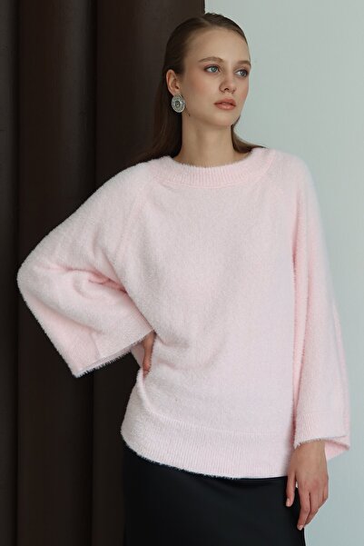 VAGGON Women's Pudra Crew Neck Wide Sleeve Soft Sweater Vs01432