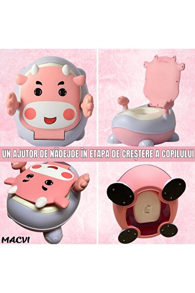 MACVI ® Kids Potty with Handles, Removable Inner Bowl, Soft Seat, Splash Guard, Pink