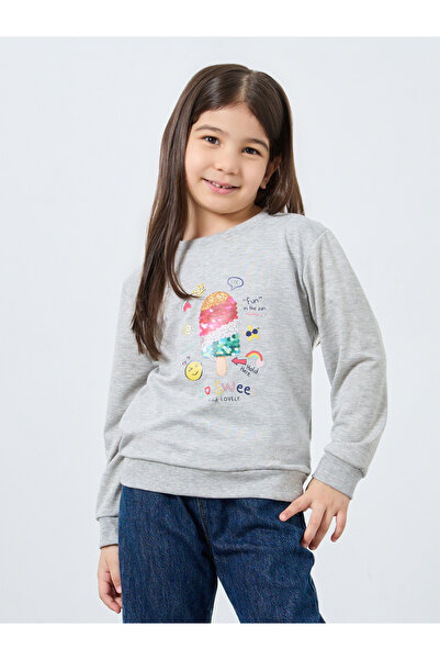 Styli Girls Grey Ice Cream Print Sweatshirt