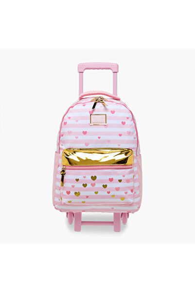 Juniors حقيبة عربة مخططة للبنات من عمر 8 إلى 13 عامًا مع حزام قابل للتعديل