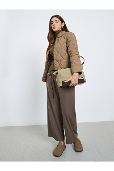 Styli Brown Quilted Padded Jacket with Collar