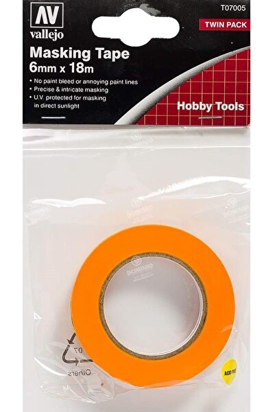 Vallejo Av Tools - شريط لاصق دقيق 6 مم × 18 م عبوة مزدوجة
