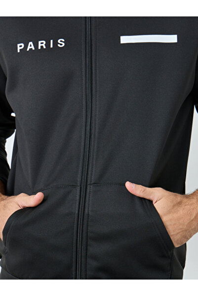 Take Two By Styli Men Black Zip-Up Inner Fleece Hooded Jacket