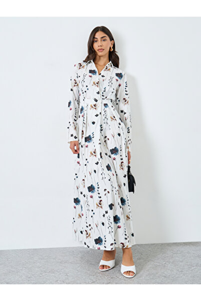 Take Two By Styli White Floral Print Maxi Dress