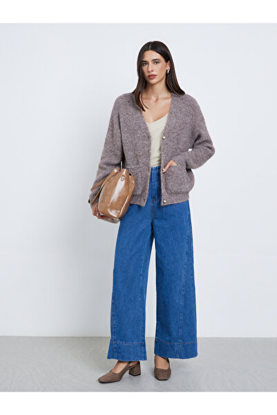 Styli Regular Fit Fuzzy Yarn Button Down Cardigan