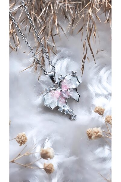 Serenity قلادة من الفولاذ على شكل ورقة شجر البلوط