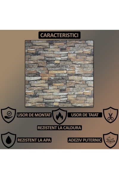 NEXTLY 3D Self-Adhesive Wallpaper, Waterproof & Heat-Resistant, Modern Design, 70x77cm, Maroon