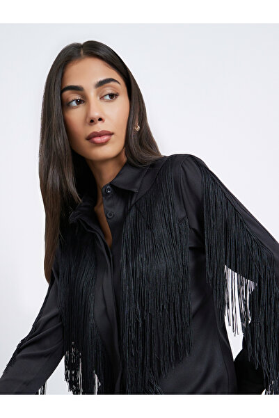 Styli قميص أسود مع هامش مخفي