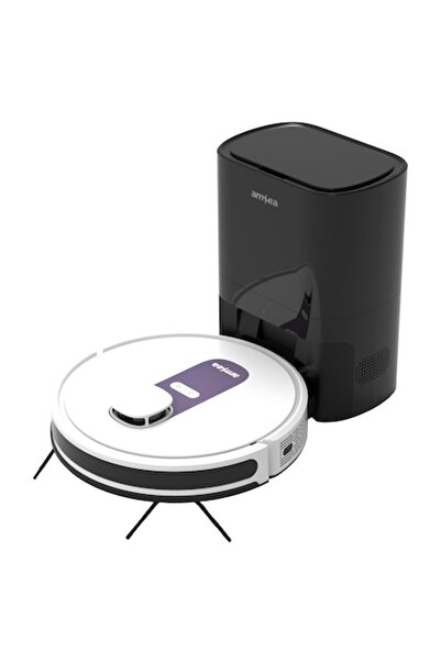 amXea Aspirator robot G6RM Alb-Violet, colector praf automat, navigare laser, curatare uscata cu spalare