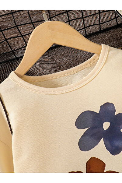 Take Two By Styli Girls Floral Sweatshirt and Pleated Skirt Set