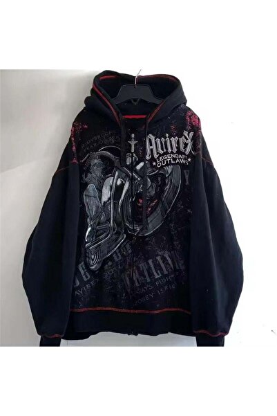 harmony factory Black Gothic Legendary Outlaws Cyber Grunge Hooded Cardigan