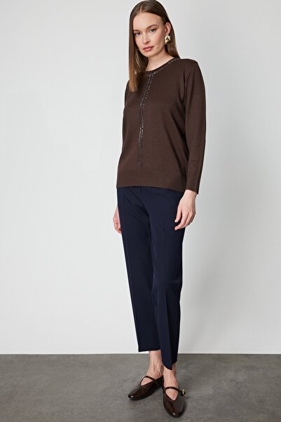 ON Плетен пуловер с камък-измита обработка