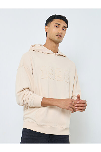 Styli Off White Embroidered Oversized Hoodie