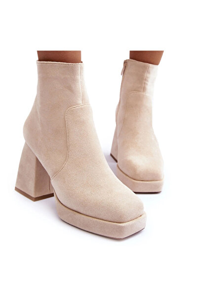 BOTO Beige chunky heel ankle boots Makeline 40
