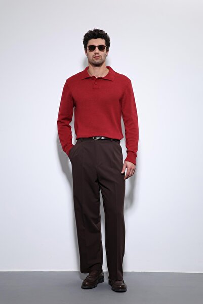 Antioch Red Polo Neck Basic Men's Sweater
