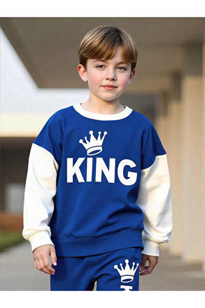 Take Two By Styli Teens Color Block Graphic Sweatshirt and Joggers Set