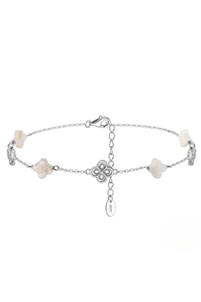 delis 925 silver anklet, JW1807, clover pattern, rhodium plated