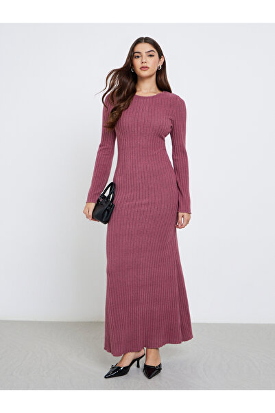 Styli Pink Brushed Knit Sweater Maxi Dress