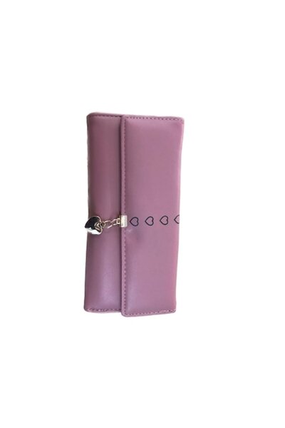 Cadouridiversity Portofel de damă, piele ecologică, model cu inimă, roz, 19 cm x 9 cm, R35-07E