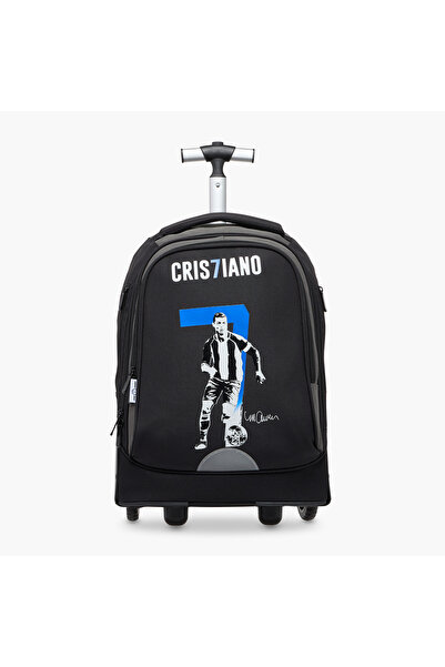 babyshop حقيبة ترولي مطبوعة بكريستيانو رونالدو بمقبض قابل للسحب - 18 بوصة