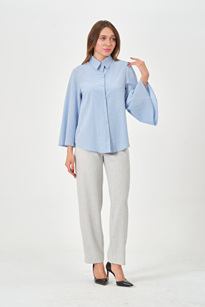 RELAXL High Waist Straight Leg Classic Fabric Pants Women's Ice Gray