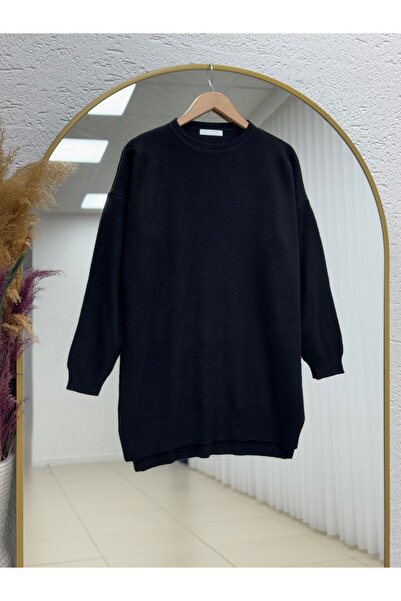 BENAHOLL Ferelle Short Front Long Back Soft Long Tunic-Zi̇6242 Black