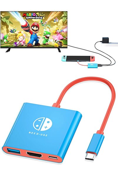 NALACAL Nintendo Switch & OLED Portable TV Docking Station — USB-C to HDMI Adapter (1 Port, Blue)