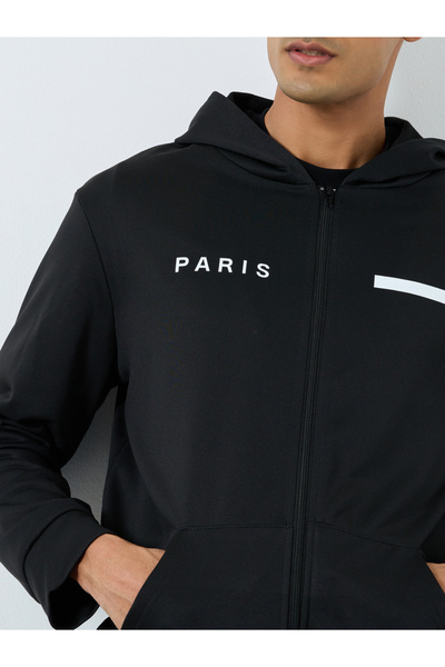 Take Two By Styli Men Black Zip Up Hooded Jacket