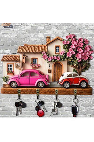 YALOVA SHOP 2D Dekoratif Ahşap Anahtar Askılığı Modern Ve Şirin Görünümlü Anahtarlık (20 x 30 CM)