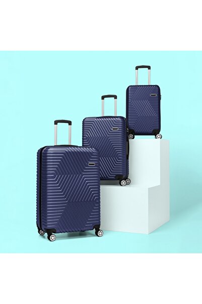 Artenova Set 3 trolere cu 4 roti, comaprtiment rigid, maner telescopic, cifru, albastru inchis