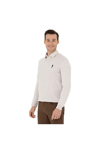 U.S. Polo Assn. Ανδρικό πουλόβερ με λαιμόκοψη σε σχήμα V εφαρμοστό 1629617