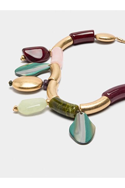 PARFOIS Taş Efektli Charmlı Kısa Kolye