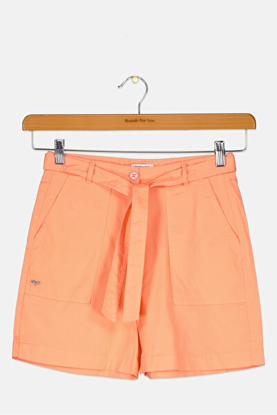 Overkids Kids Girl Plain Belted Basic Shorts, Orange