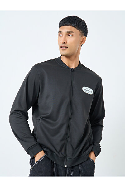 Take Two By Styli Men Black Zip Up Bomber Jacket