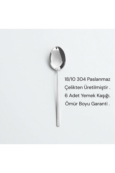 Royal Kristal 6 Adet Paslanmaz Çelik Yemek Kaşık