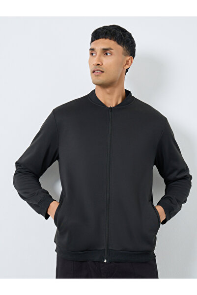 Take Two By Styli Men Black Number Print Zip-Up Bomber Jacket