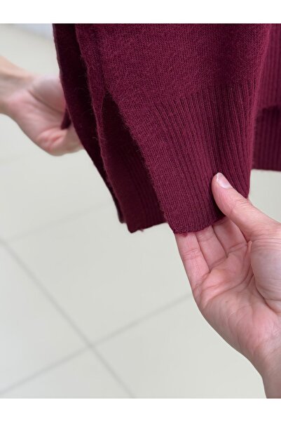 BENAHOLL Ferelle Short in the Front, Long in the Back, Soft Long Tunic-Zi̇6242 Burgundy