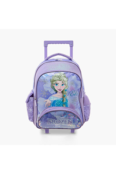 Disney حقيبة ظهر بعجلات مطبوعة بطبعة فروزن مع مقبض قابل للسحب