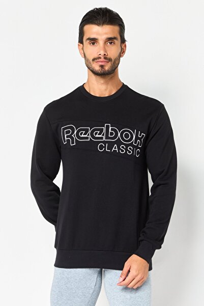 Reebok Men Sportswear Fit Long Sleeve Outdoor Sweatshirt, Black