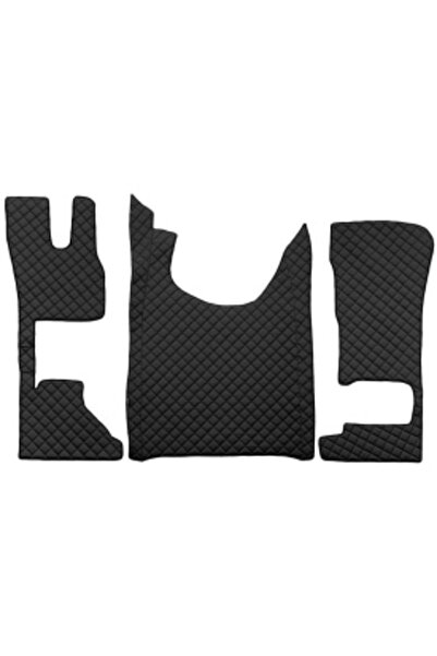 DELUXETUNING Truck mat set, eco-leather compatible with DAF XF/XG 2021-> Black AUTOMATIC with passenger seat f