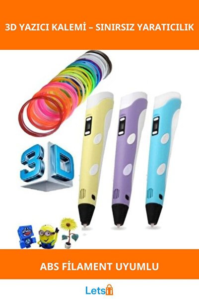 Letsii 3 Boyutlu Yazıcı Kalemi 1.75mm PLA/ABS Filament ile Güvenli Tasarım