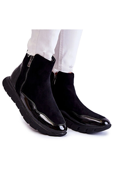 Vinceza Botine din suede pentru femei Sneakers 23-10789 Negru 37